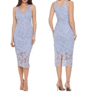 NWT Aqua Bloomingdale's Lavendar Lace Overlay Cocktail Midi Dress Size 8